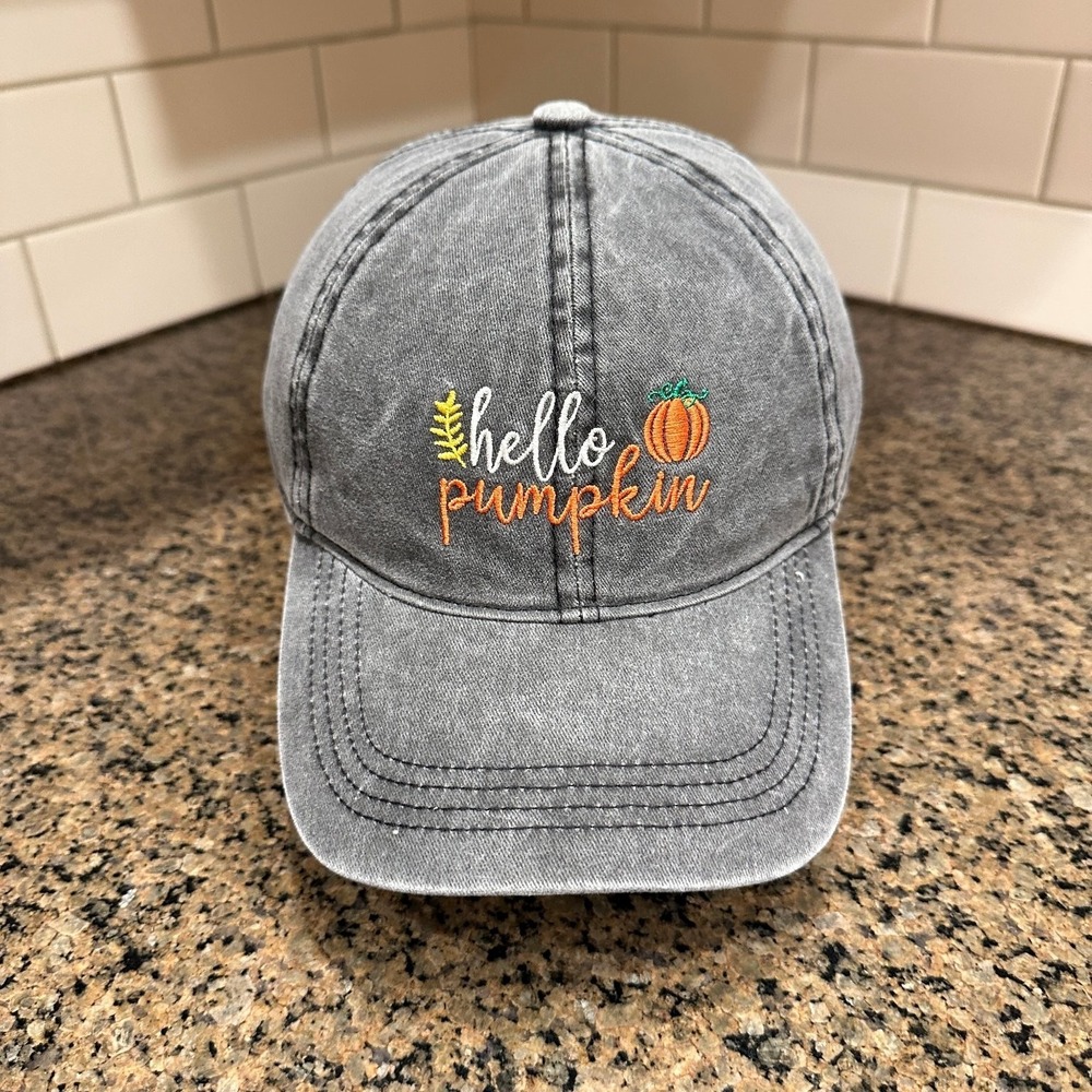 Hello Pumpkin Distressed DAVID and YOUNG Baseball Cap Adjustable